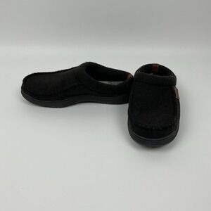 Dearfoams Mens Slippers Size 11 12 Large Black Moccasin Memory‎ Foam Indoor Shoe